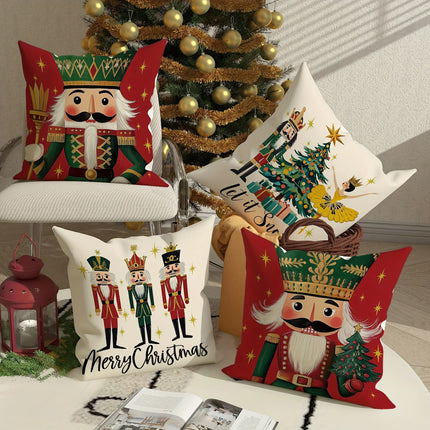 Christmas Nutcracker Pillowcase Merry Xmas New Year Sofa Cushion Cover