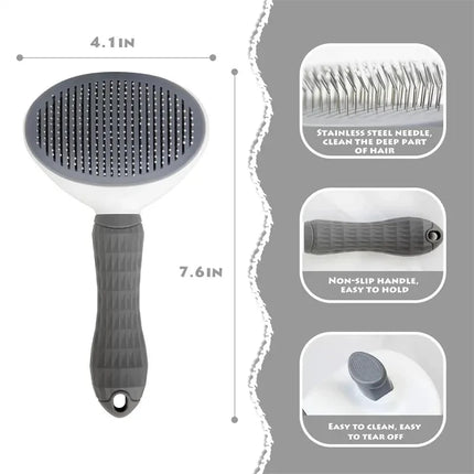 Self-Cleaning Pet Hair Removal Comb for Cats and Dogs Grooming