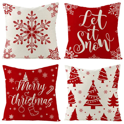 Christmas Red Collection Pillowcase Holiday Home Decor Cushion Cover