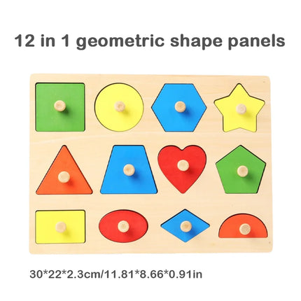 Montessori Baby Puzzle Toys Wooden Shape & Color Matching Cognitive Toy