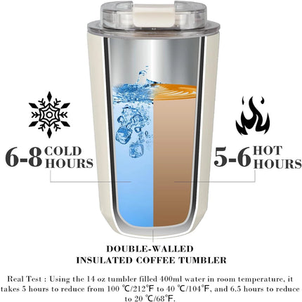 D13 Milky White Thermos Mug – Stylish Stainless Steel Travel Bottle