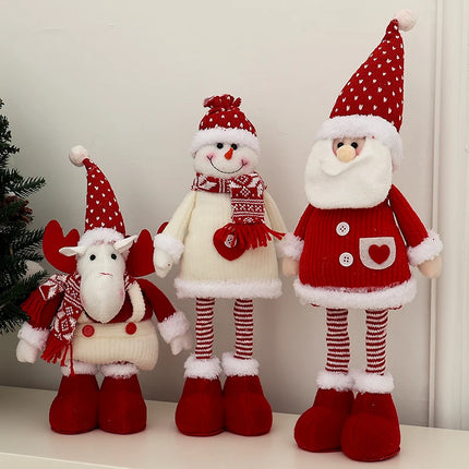 Christmas Red & White Telescopic Leg Dolls – Holiday Party Ornaments & Gifts