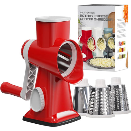 LMETJMA 3-in-1 Rotary Cheese Grater & Vegetable Slicer - JT242