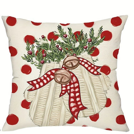 Christmas Pillow Cover with Snowman & Reindeer Pattern for Sofa