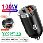 Mini 100W PD QC Car Charger: Fast USB-C Charging Adapter