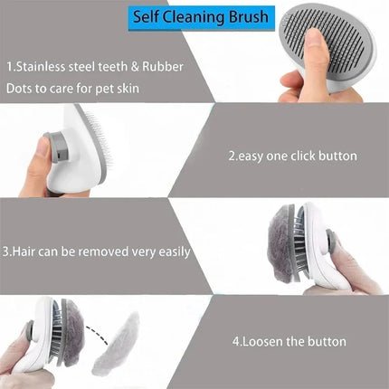 Self-Cleaning Pet Hair Removal Comb for Cats and Dogs Grooming