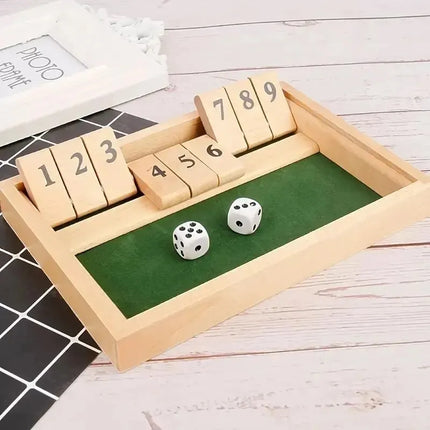 Deluxe Four-Sided Shut The Box Board Game Set for Adults & Families