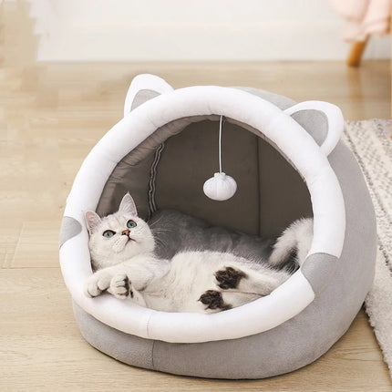 Cute and Comfortable Cat Nest House – Semi-Closed Cat Bed Cave