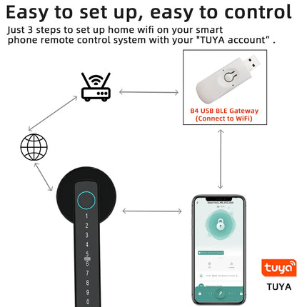 RAYKUBE Tuya BLE Fingerprint Door Lock – Smart Digital Lock with Multiple Unlock Options