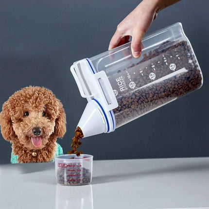 1.5kg/2kg Pet Food Storage Pail with Measuring Cup & Sealed Lid