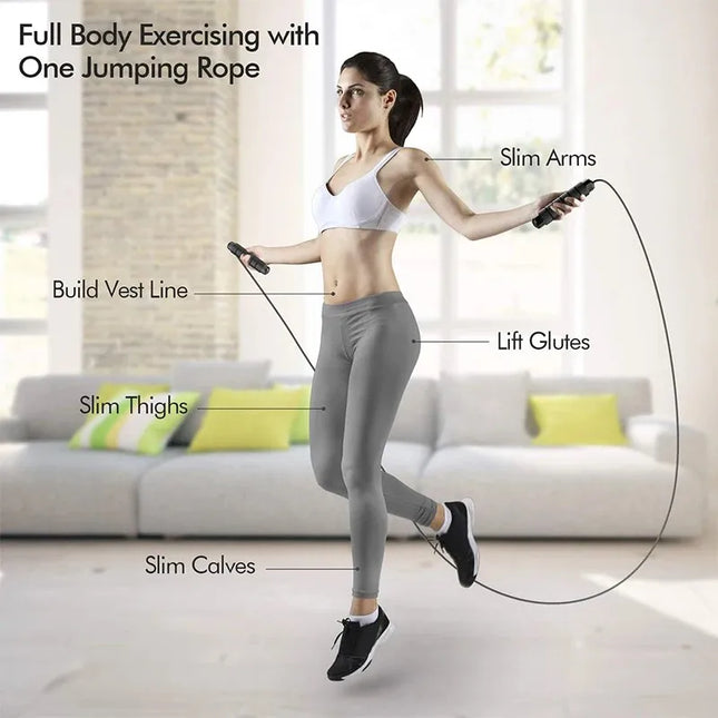 Adjustable Tangle-Free Jump Rope with Ball Bearings for Fitness