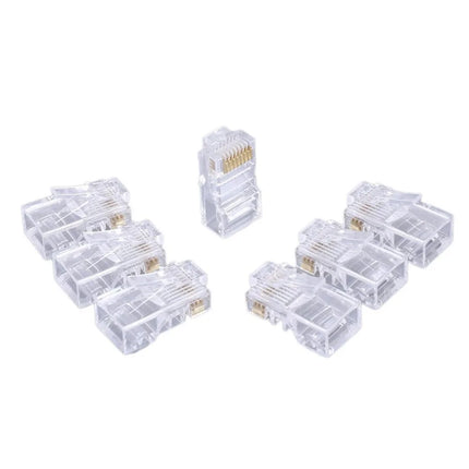 100PC RJ45 Ethernet Cable Connectors - Cat5 Gold-Plated Crystal Heads