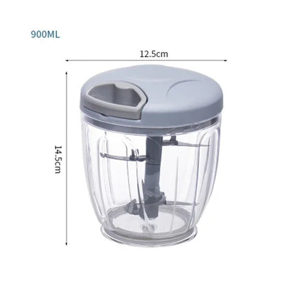 500/900ML Manual Garlic Chopper - Food & Vegetable Cutter