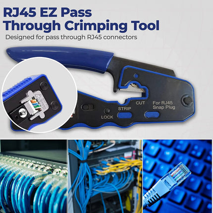 ZoeRax RJ45 Crimp Tool: Pass-Through Cutter & Crimper