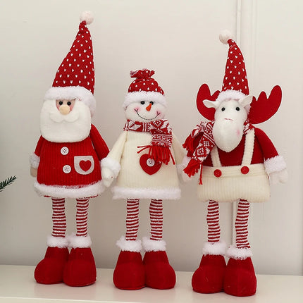 Christmas Red & White Telescopic Leg Dolls – Holiday Party Ornaments & Gifts