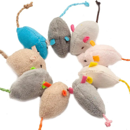 3/200pcs Catnip Rattle Mouse Toys – Interactive Faux Fur Cat Mice for Indoor Cats