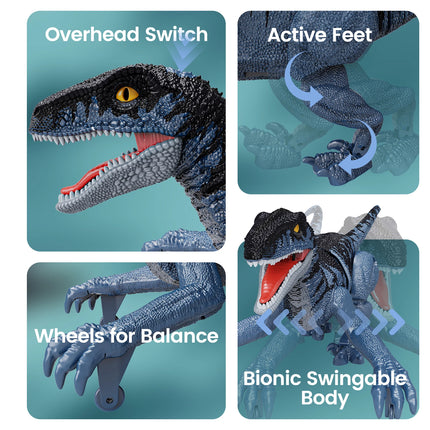 Sinovan Remote Control Dinosaur Toy for Kids - 2.4GHz Walking Velociraptor, Perfect Gift for Boys 3-5