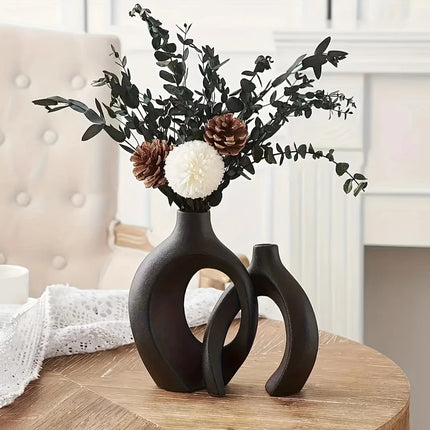 Set of 2 Hollow Nordic Modern Ceramic Vases for Stylish Home Decor