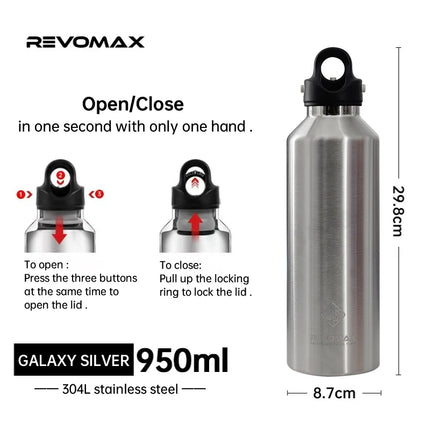 REVOMAX 950ml Stainless Steel Thermos – No-Screw Lid Insulated Flask