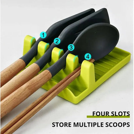 Multi-Purpose Kitchen Spatula and Lid Rack for Organized Cooking