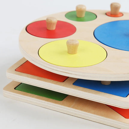 Montessori Baby Puzzle Toys Wooden Shape & Color Matching Cognitive Toy