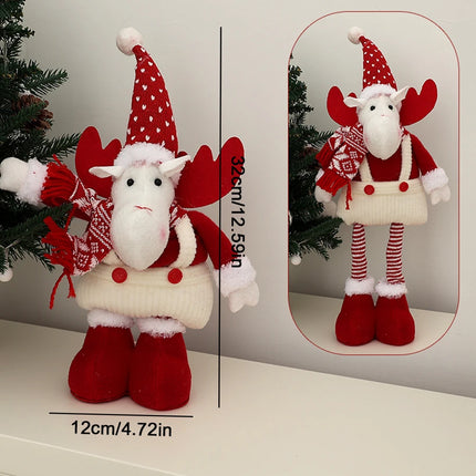 Christmas Red & White Telescopic Leg Dolls – Holiday Party Ornaments & Gifts