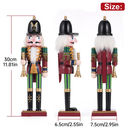 30CM Wooden Nutcracker Soldier Figures Christmas Decorations Gifts 2024