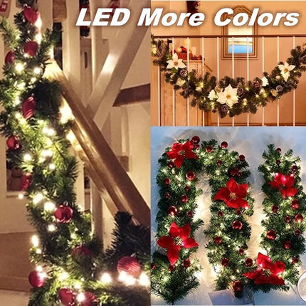 2.7M Christmas Garland with Lights for Mantel, Stairs, and Walls