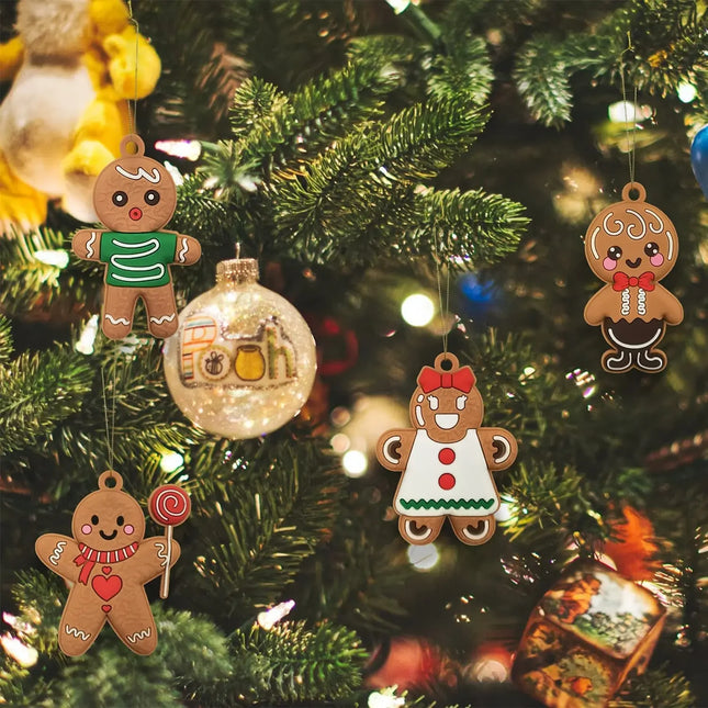 12pcs Christmas Gingerbread Man Ornaments for Tree Decor