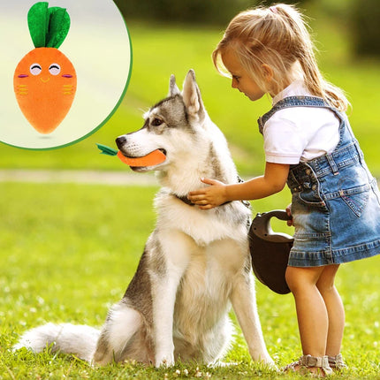 Plush Carrot Squeaky Dog Toy for Chewing and Dental Care