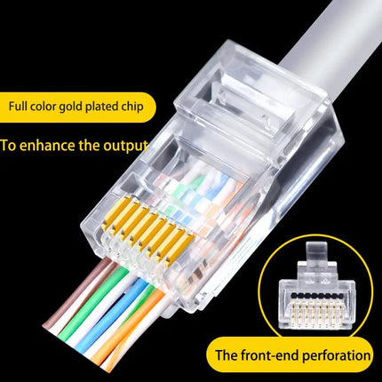 50 PCs RJ45 Cat6 Perforated Network Cable Connectors