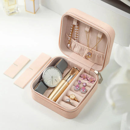 Portable Mini Leather Jewelry Storage Box for Travel & Display