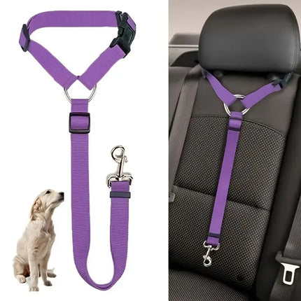 Adjustable Pet Seat Belt for Dogs & Cats - Car Headrest Restraint