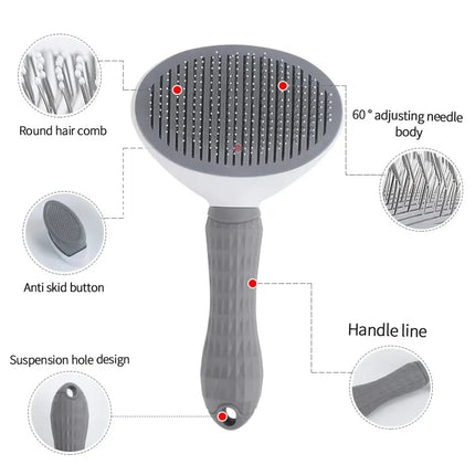 Self-Cleaning Pet Hair Removal Comb for Cats and Dogs Grooming