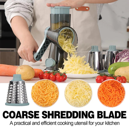 LMETJMA 3-in-1 Rotary Cheese Grater & Vegetable Slicer - JT242