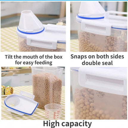 1.5kg/2kg Pet Food Storage Pail with Measuring Cup & Sealed Lid