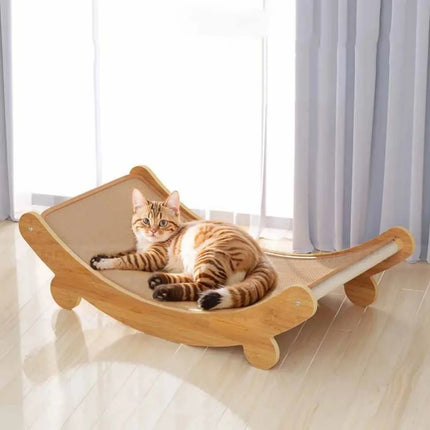 Wooden Cat Scratching Pad with Detachable Bed – Multifunctional Cat Toy