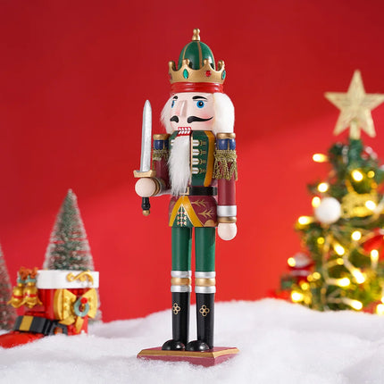 30CM Wooden Nutcracker Soldier Figures Christmas Decorations Gifts 2024