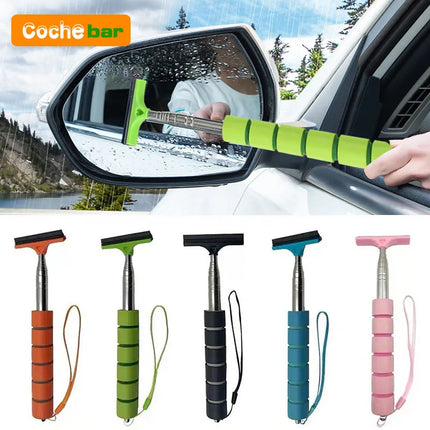 Car Rearview Mirror Wiper Cleaning Tool with Telescopic Handle for Auto Glass