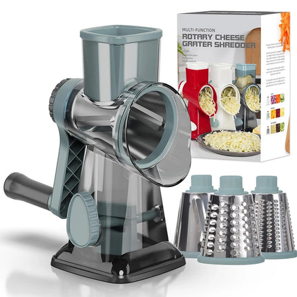 LMETJMA 3-in-1 Rotary Cheese Grater & Vegetable Slicer - JT242