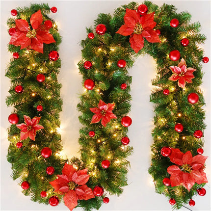 2.7M Christmas Garland with Lights for Mantel, Stairs, and Walls