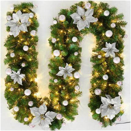 2.7M Christmas Garland with Lights for Mantel, Stairs, and Walls