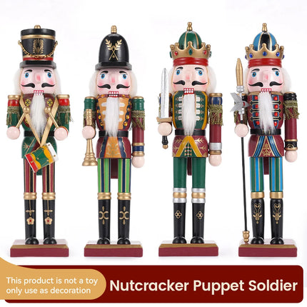 30CM Wooden Nutcracker Soldier Figures Christmas Decorations Gifts 2024