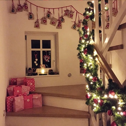 2.7M Christmas Garland with Lights for Mantel, Stairs, and Walls