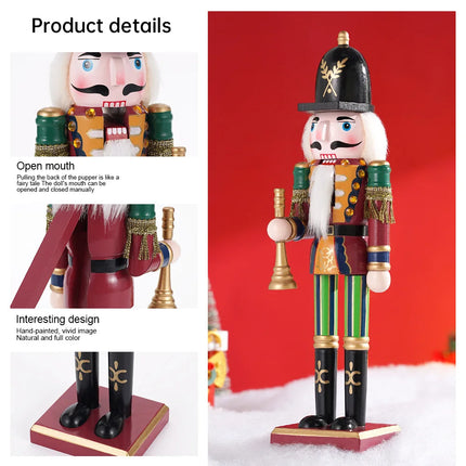 30CM Wooden Nutcracker Soldier Figures Christmas Decorations Gifts 2024