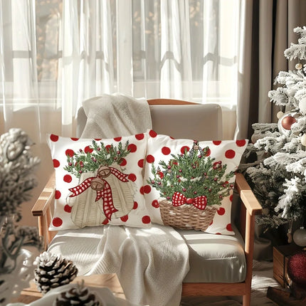 Christmas Pillow Cover with Snowman & Reindeer Pattern for Sofa