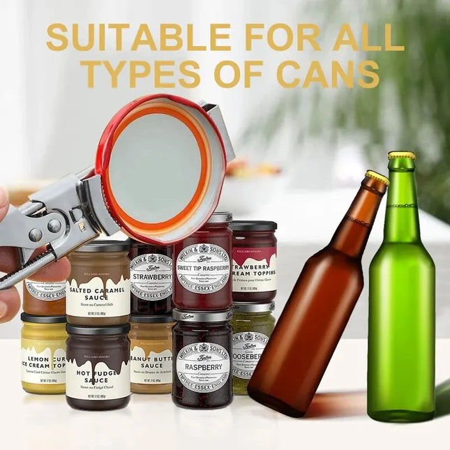 Non-Slip Stainless Steel Can and Bottle Opener with Adjustable Grip