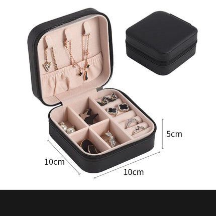 Portable Mini Leather Jewelry Storage Box for Travel & Display