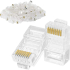 100PC RJ45 Ethernet Cable Connectors - Cat5 Gold-Plated Crystal Heads