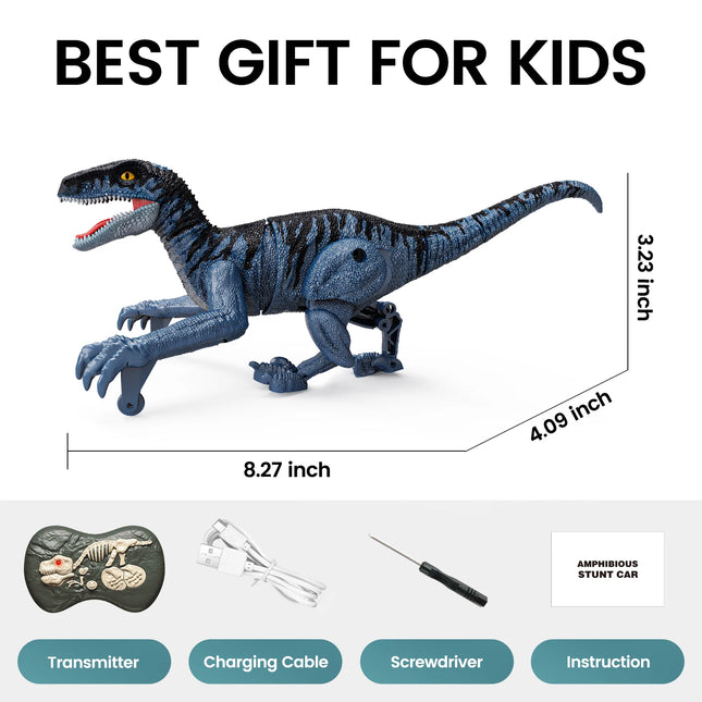 Sinovan Remote Control Dinosaur Toy for Kids - 2.4GHz Walking Velociraptor, Perfect Gift for Boys 3-5